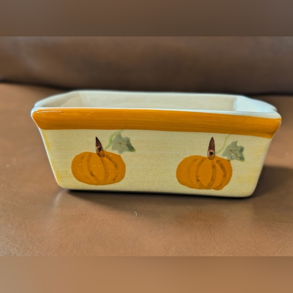 LOAF PAN MINI  Stonewear Fall Pumpkins Approx 6" x 3.25"  2" Depth Mfg: WCL - Picture 6 of 7
